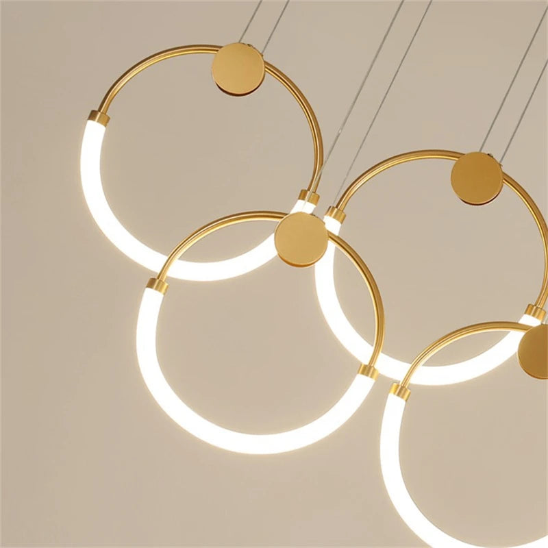 lustre moderne nordique anneau d'or suspension décoration - vue 5 sur 10