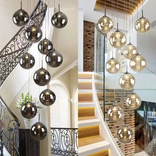 lustre moderne en boule de verre en spirale g4 pour duplex nordique
