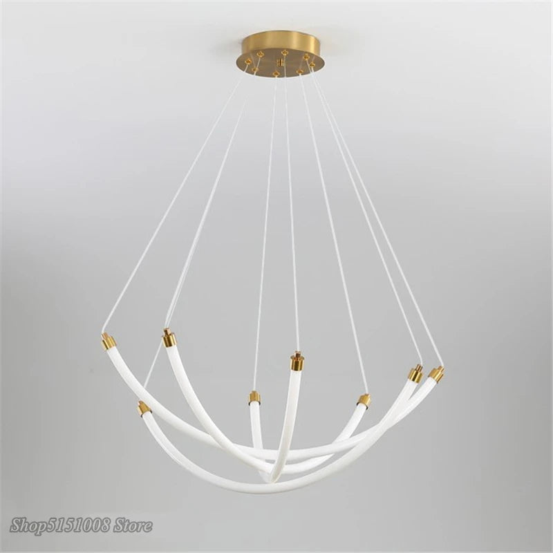 lustre nordique design led en acrylique et métal réglable - vue 7 sur 8