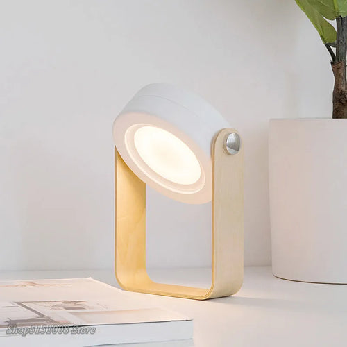 lampe de lecture pliable en bois avec veilleuse led usb
