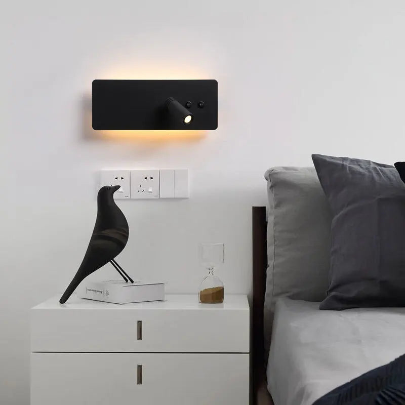 applique murale noir et blanc Led minimaliste lampe de chevet chambre hôtel avec interrupteur de projecteur Applique murale déco pour la maison - vue 5 sur 14