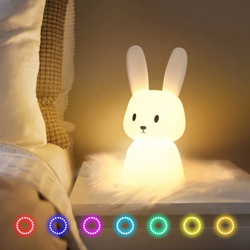 veilleuse lapin mignon en silicone usb pour enfants kawaii