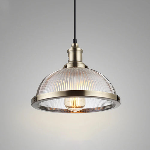 suspension vintage abat-jour en verre luminaire loft à led - vue 4 sur 8