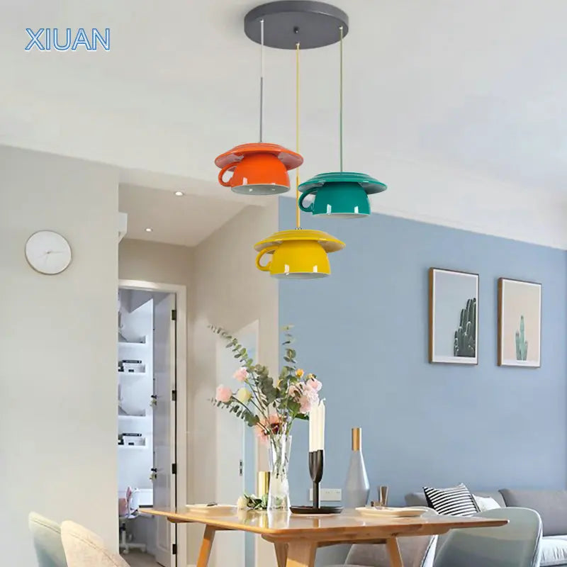 suspension moderne en céramique led théière pour cuisine