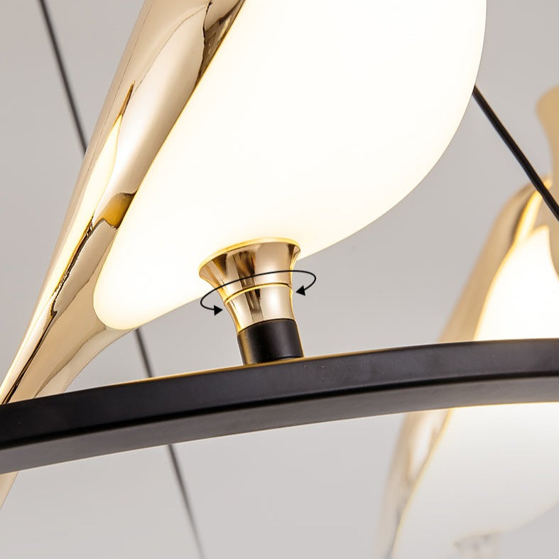 Lustre design LED luxury en forme d'oiseaux dorés Pie - vue 9 sur 9