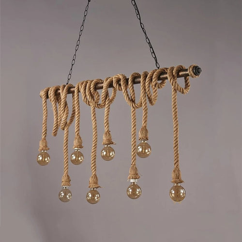 lumière suspendue style industriel rétro avec corde de chanvre