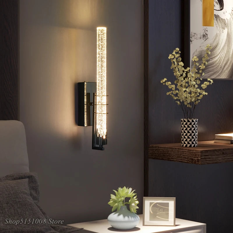 applique murale moderne en cristal avec bande led - vue 3 sur 14
