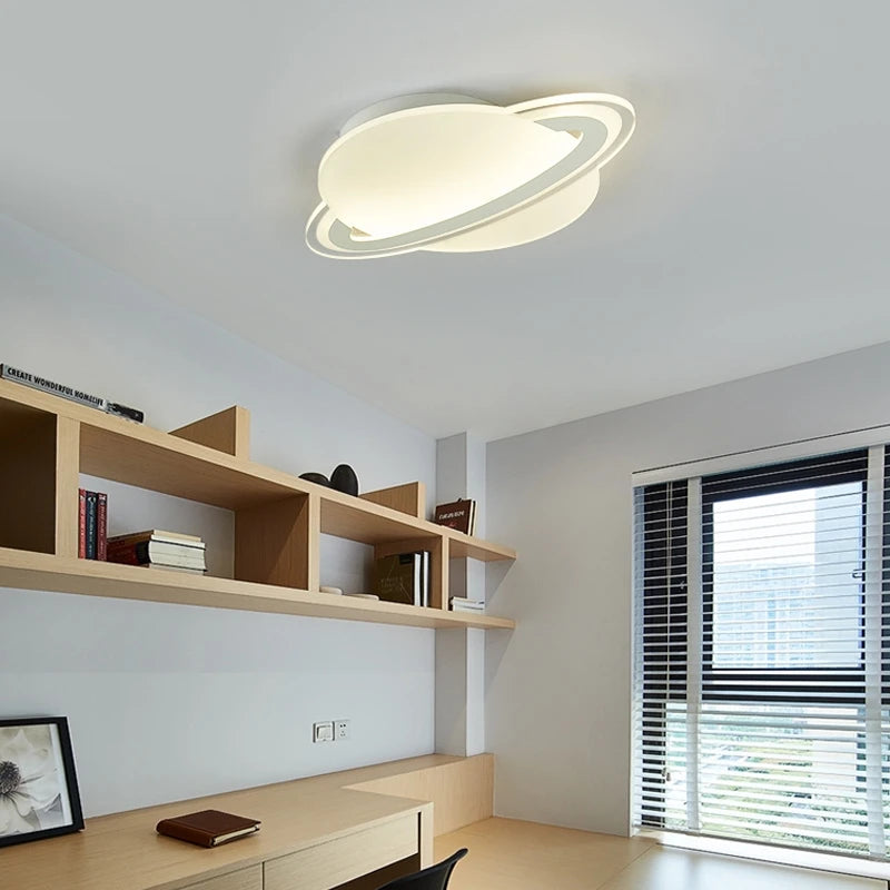 plafonnier moderne leds pour enfants motif planète espace