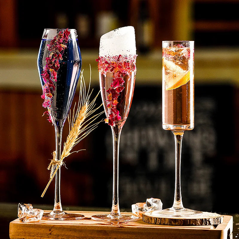 Flutes a champagne design elegant souffle main verre - vue 3 sur 7
