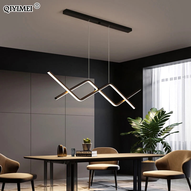 lustre suspendu moderne avec télécommande et lumières led intégrées - vue 5 sur 12