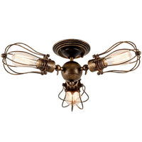 Luminaire vintage loft noir fer cage LED