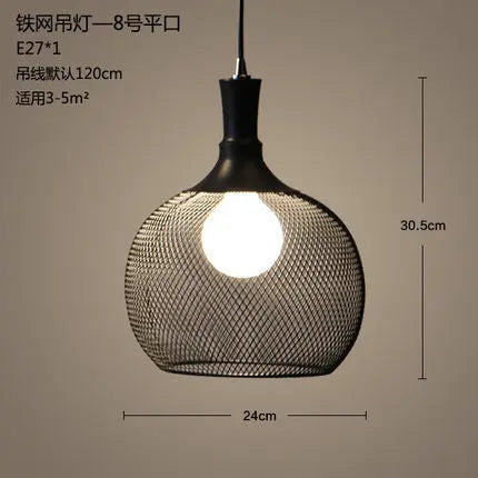 lustre cage à oiseaux style loft rétro en fer créatif minimaliste - vue 12 sur 18