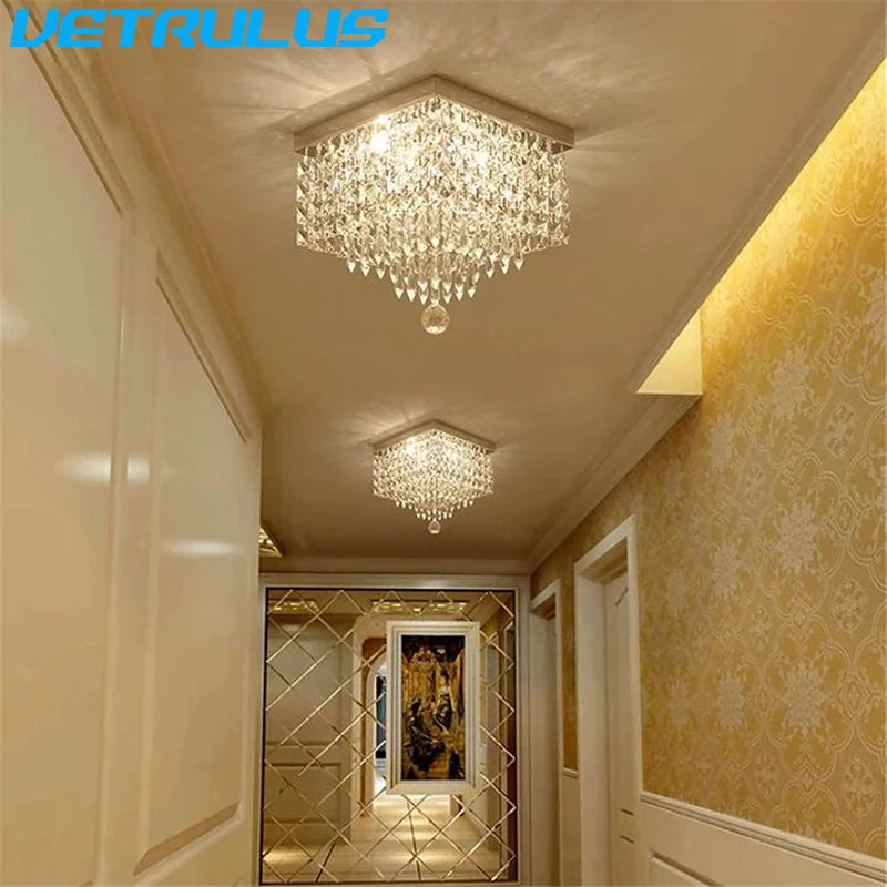 plafonnier Moderne K9 cristal LED carré décor à la maison éclairage salon salle à manger - vue 9 sur 12