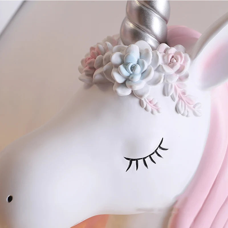 Applique murale résine LED licorne chambre fille princesse - vue 6 sur 23