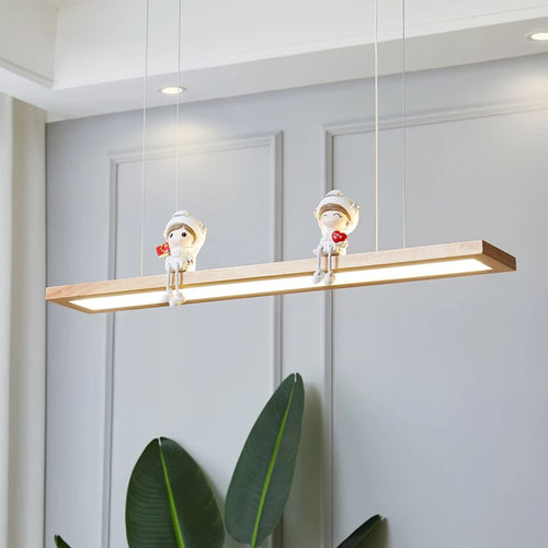 suspension led modernes créatives minimaliste en bois - vue 3 sur 10