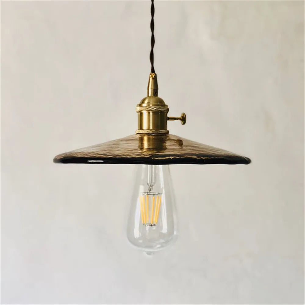 suspension en verre et laiton style nordique vintage - vue 2 sur 6