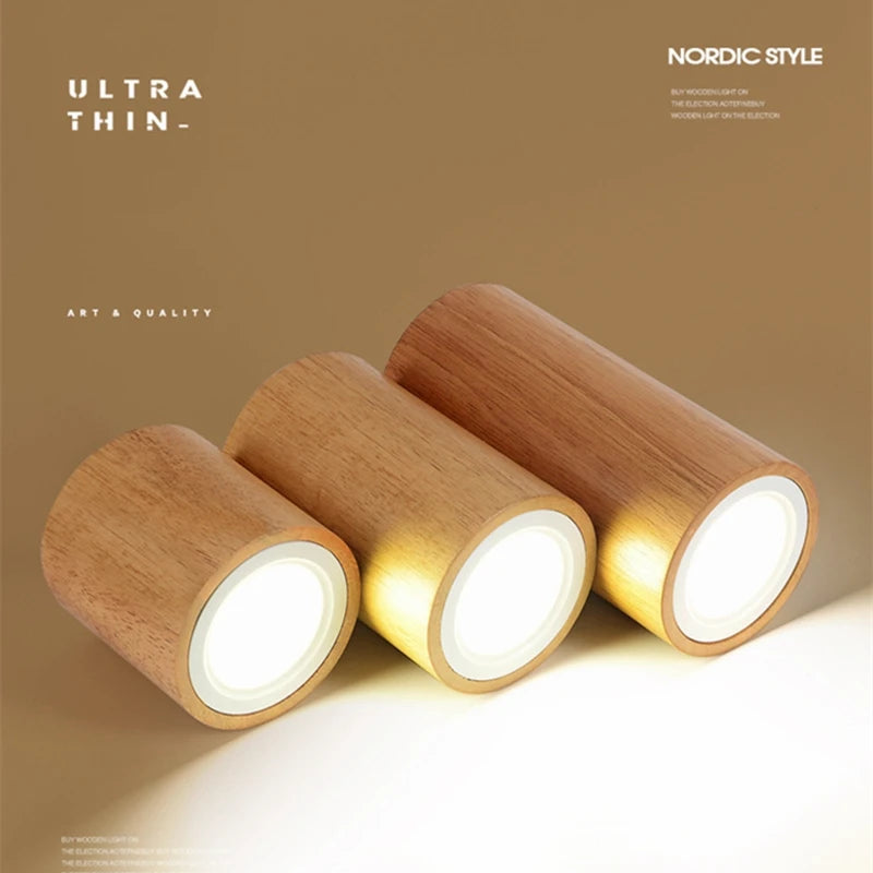 Spot Led rond en bois au design nordique