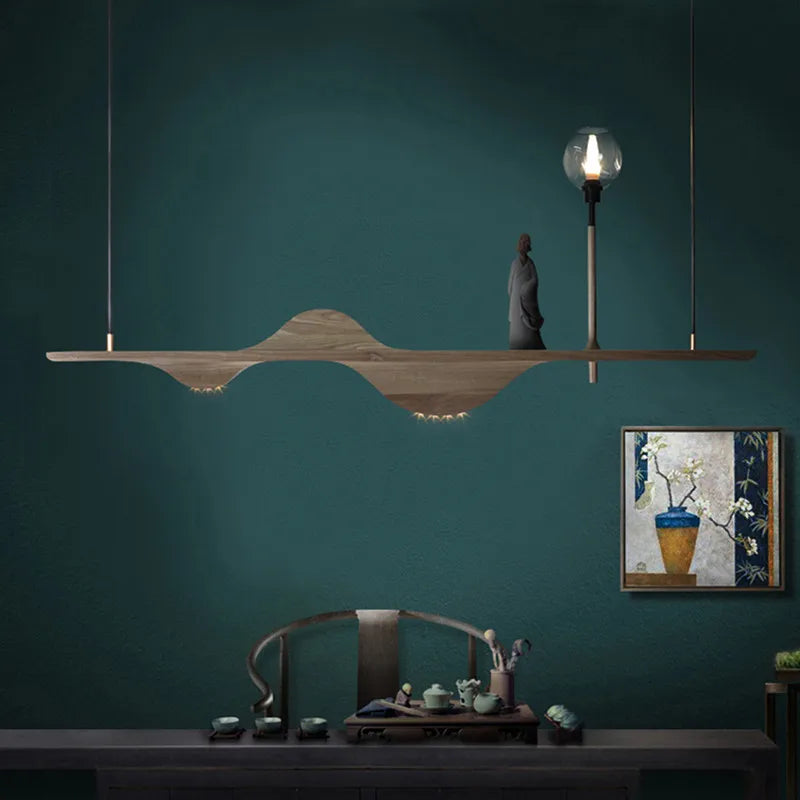 suspension en bois massif style moderne zen pour éclairage créatif - vue 4 sur 10
