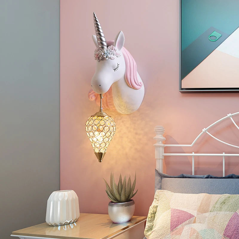 Applique murale résine LED licorne chambre fille princesse - vue 5 sur 23