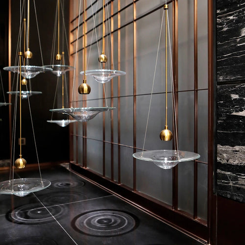 suspension LED en verre transparent design nordique moderne - vue 2 sur 9