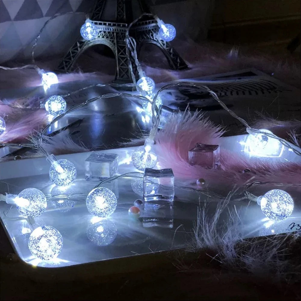 guirlande lumineuse à boules de cristal led pour décorations festives - vue 5 sur 9