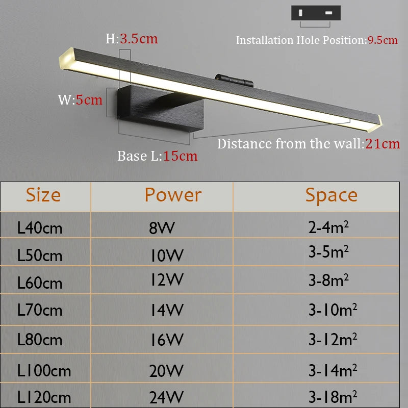 LED miroir lumière moderne applique murale LED lumière pour la maison salle de bain lampe AC90-260V LED luminaire intérieur appliques L120 100 80 60cm - vue 6 sur 6