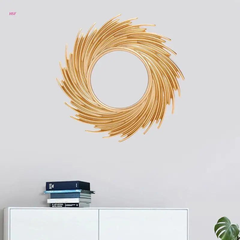 miroir décoratif en rotin en forme de soleil design moderne et élégant - vue 3 sur 7
