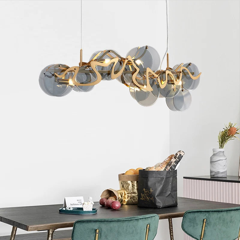 LED postmoderne doré rond ovale lustre éclairage lustre Suspension Luminaire Lampen pour Foyer - vue 10 sur 12