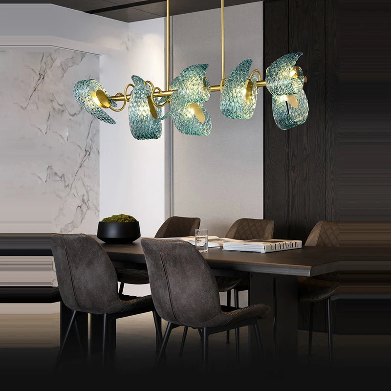 lustre art déco en cuivre et bleu pour intérieur élégant - vue 5 sur 21