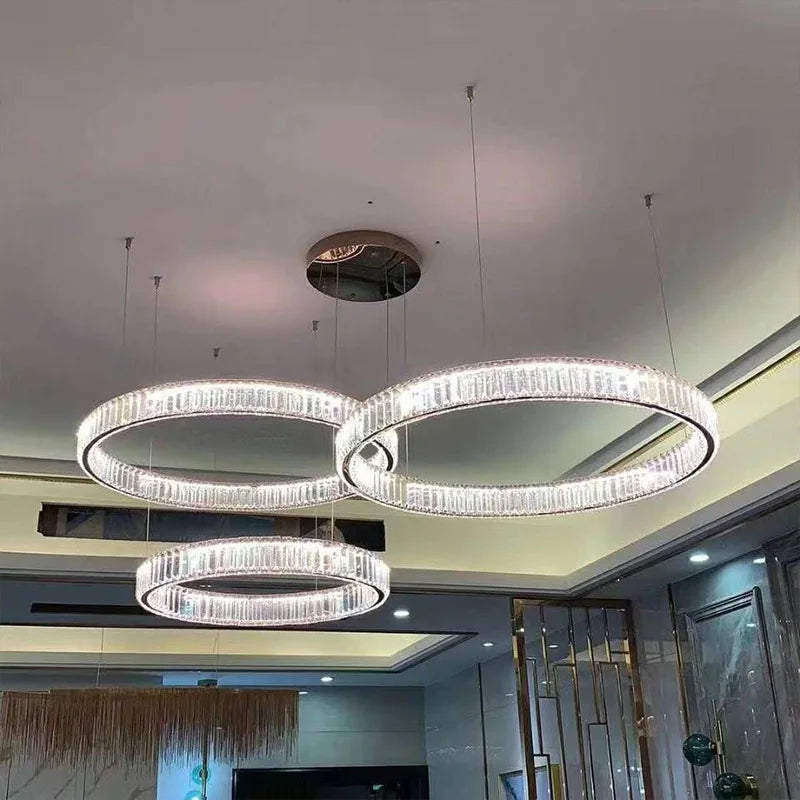 lustre led moderne de luxe en cristal et acier pour maison restaurant - vue 4 sur 6