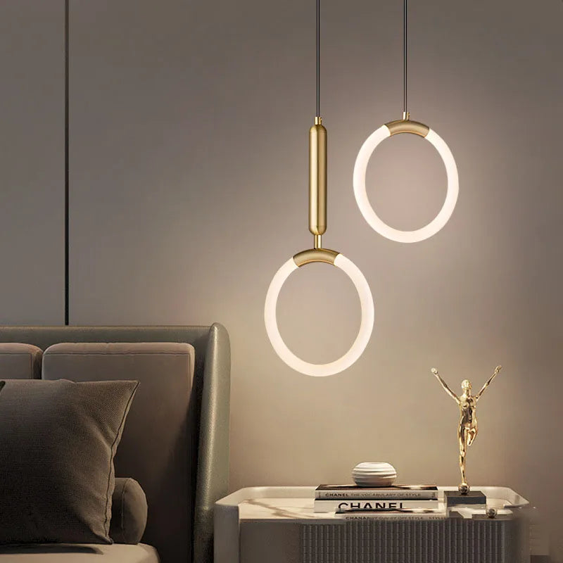 Nordique créatif suspension LED lumière 360 ° lueur chambre chevet Art lustre postmoderne suspension lampe de luxe - vue 4 sur 24