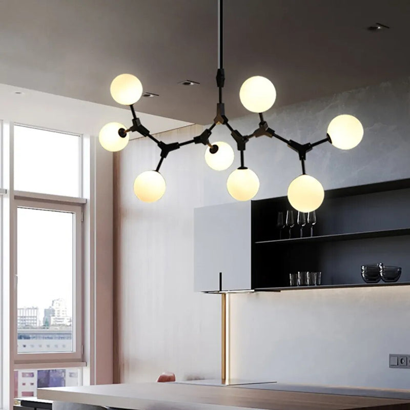Suspension verre laiteux nordique postmoderne