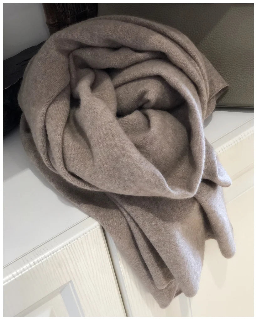 Echarpe cachemire pur maille elegante a franges hiver - vue 5 sur 7