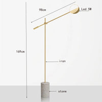 Lampadaire led vintage nordique en fer forgé et marbre