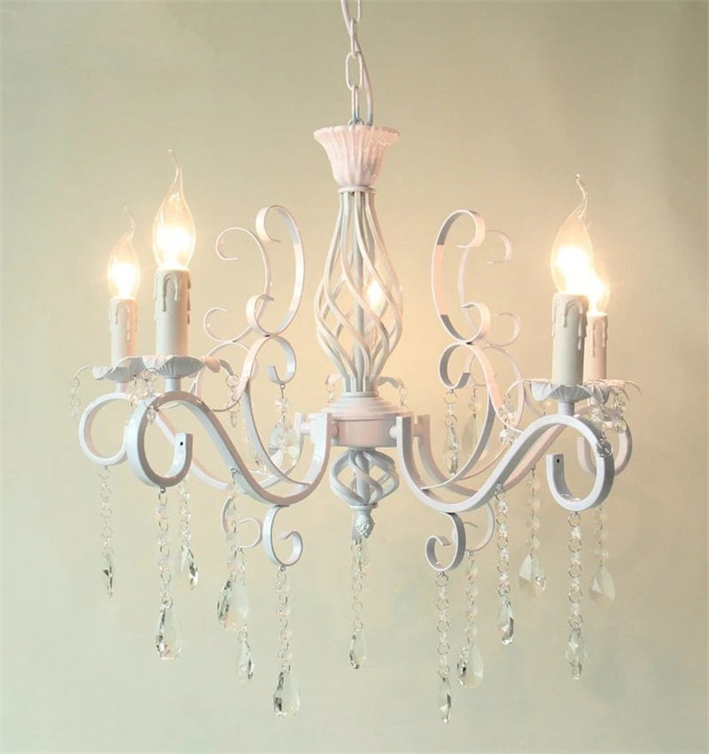 lustre vintage en fer forgé avec cristaux pour décoration intérieure