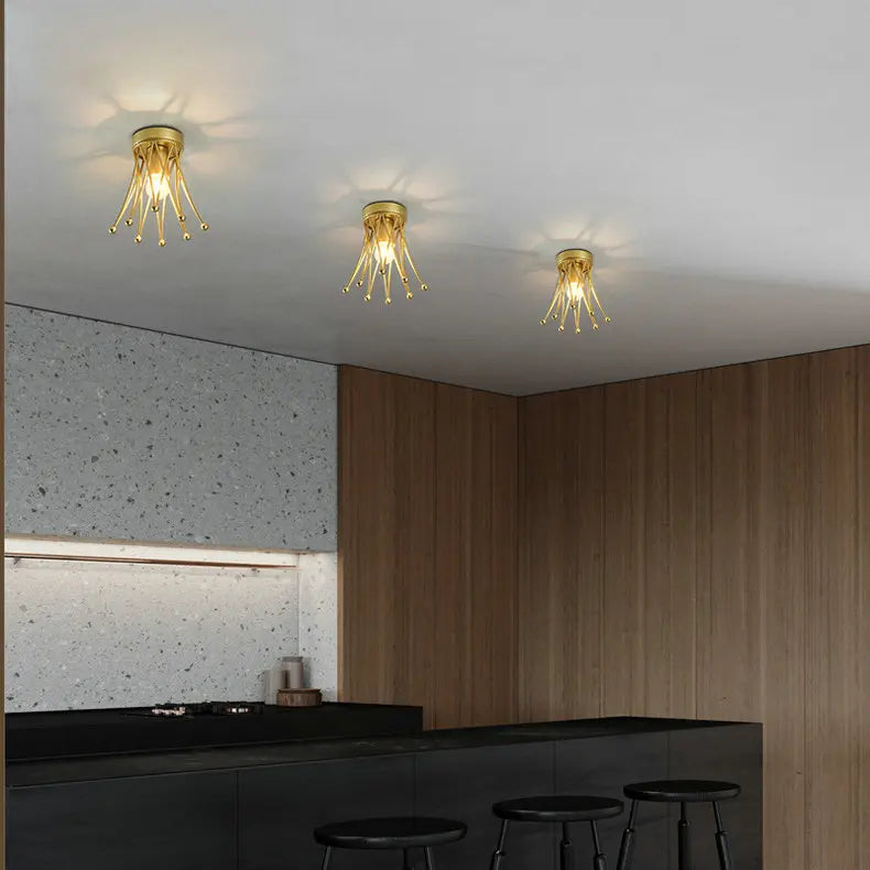 plafonnier doré de luxe couronne montage en surface - vue 5 sur 7