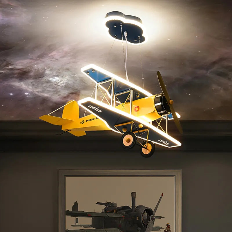 Lustre avion Chambre enfant moderne à LED - vue 3 sur 6