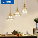 lampe suspendue style nordique triangle en métal 1/3 têtes abajur