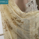 Rideau transparent broderie florale feston style europeen salon