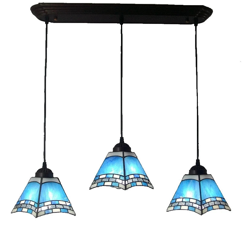 Pink, Blue, Green 3 Associations Rectangular Chandelier Modern European Glass Tiffany Lamp Table Stylish Mediterranean Bar - vue 8 sur 8