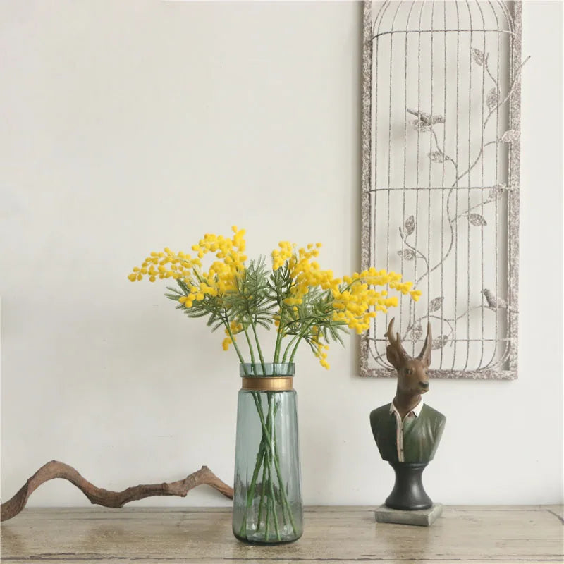 lot de 5 fleurs artificielles mimosa décoration mariage et guirlande - vue 3 sur 5
