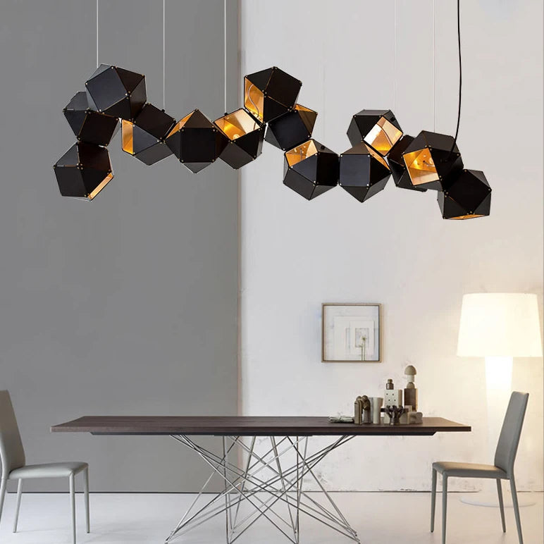 suspension design nordique en fer et pierre moderne