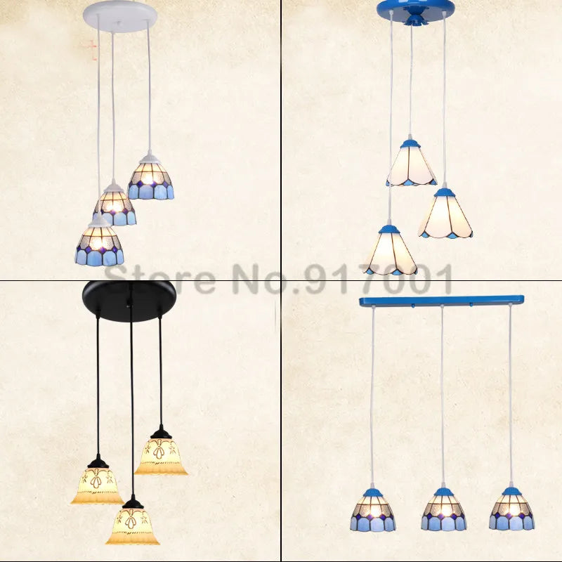 3 Heads Colorful Glass LED Pendant Lamps Light,Bedroom Suspension Hanging Ceiling Lamp - vue 4 sur 30