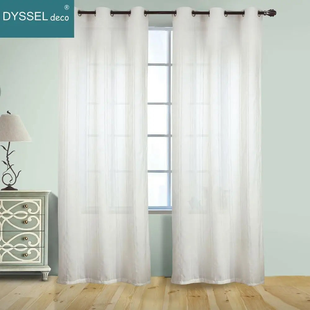 Voilage rideau rayures style européen pour salon chambre - vue 3 sur 8