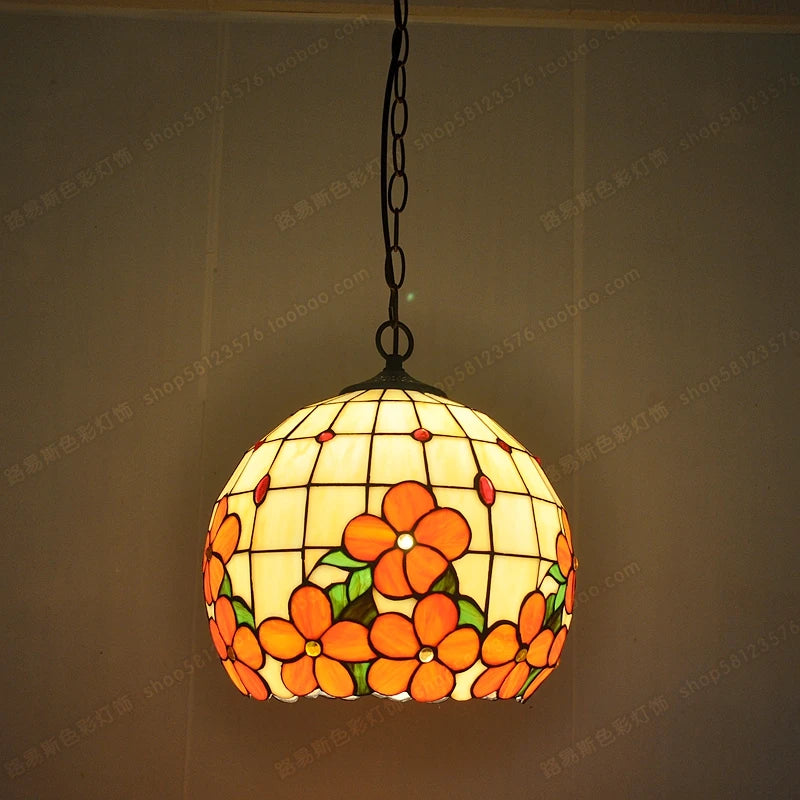 lustre en verre de fleurs riches style tiffany pour éclairage élégant