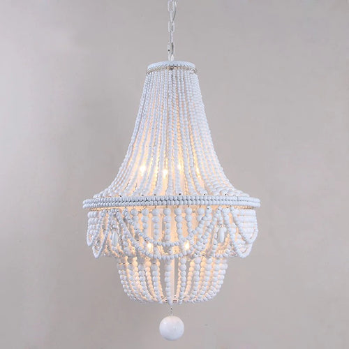 lustre à perles en bois pour décoration intérieure élégante - vue 5 sur 8