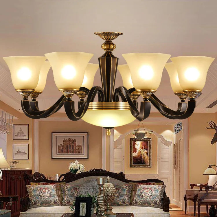 lustre en cuivre forgé éclairage de luxe vintage bougies rustiques