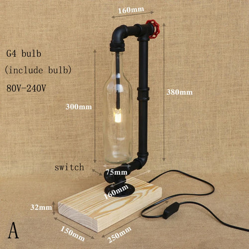 lampe de bureau vintage industrielle avec abat-jour en bouteille - vue 3 sur 10