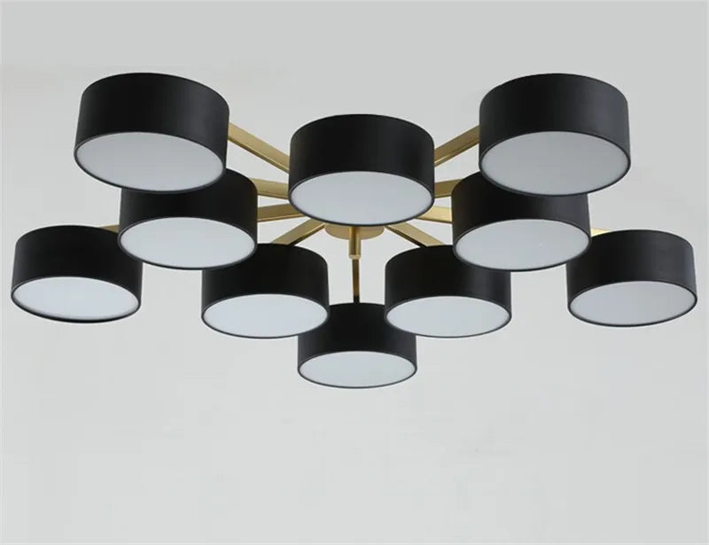 plafonnier moderne led 5 ou 10 têtes design rond acrylique métal - vue 8 sur 8