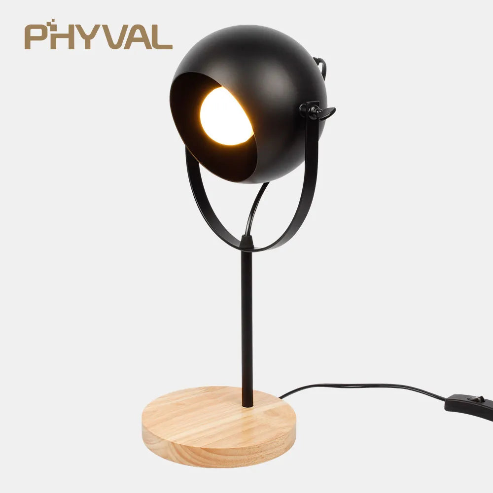 Lampe de table bois nordique et métal à intensité variable